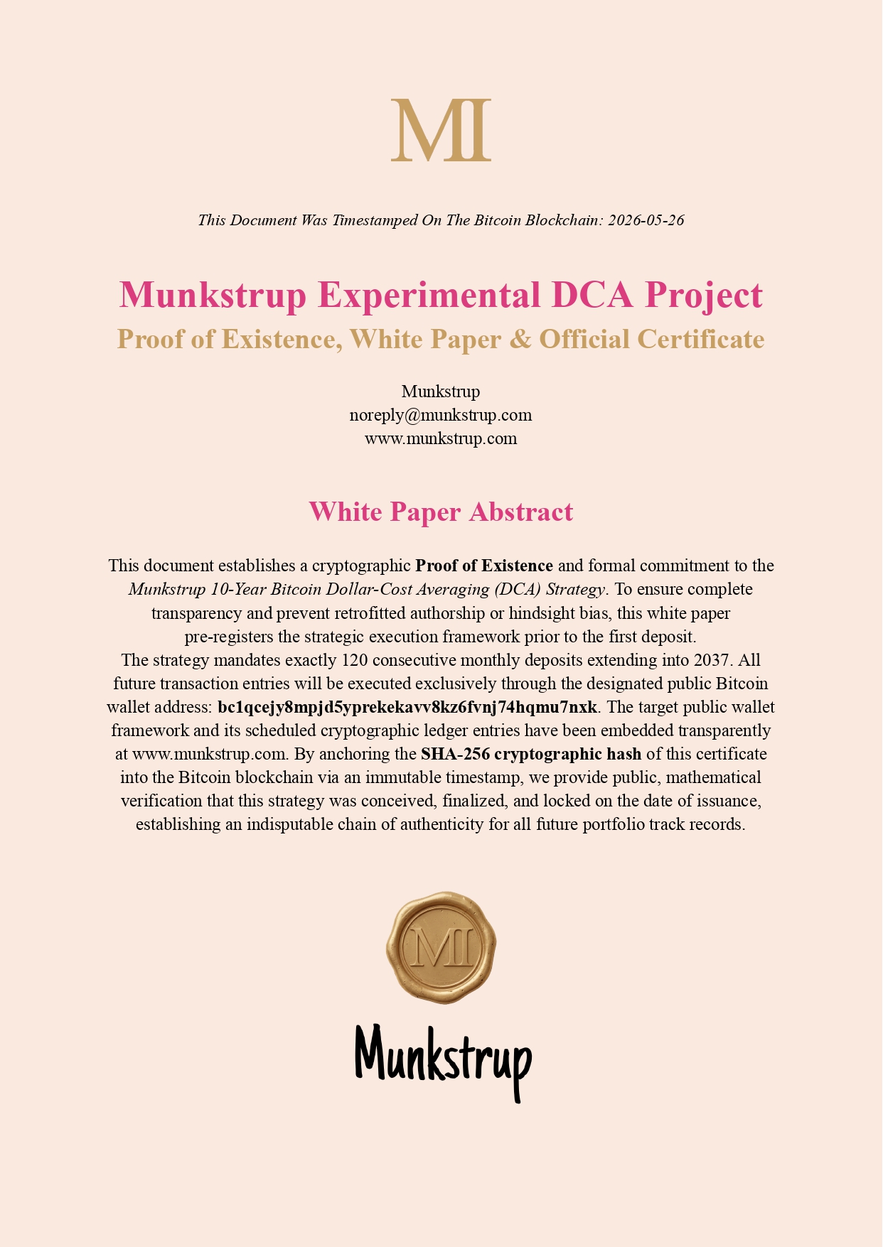 Munkstrup Certificate